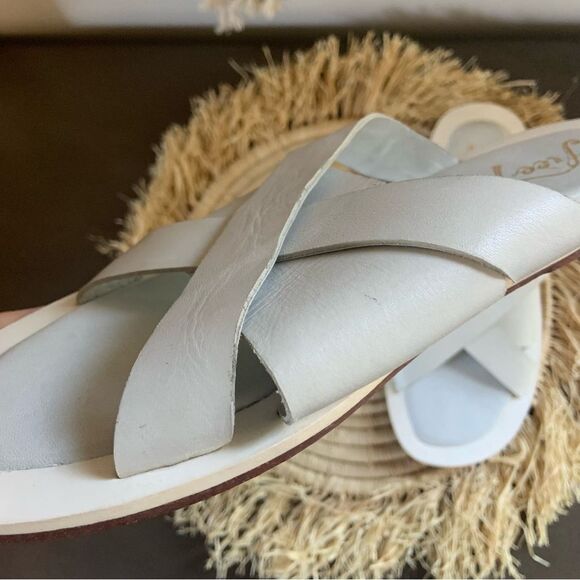 FREE PEOPLE Women’s Del Mar Leather Open Toe Slide Sandals White 40 / 9.5 - Picture 12 of 16